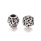 304 Stainless Steel European Beads, Large Hole Beads, Oval with Heart, Antique Silver, 10.5x10mm, Hole: 5mm