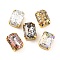 Sew on Rhinestone, Glass Crystal Rhinestone Multi-Strand Links, with Brass Prong Settings, Garments Accessories, Faceted, Rectangle, Golden, 14x10x7mm, Hole: 0.9mm