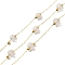 Ion Plating(IP) 316 Surgical Stainless Steel Paperclip Chains, with Natural Rose Quartz Column Beads, Soldered, Real 18K Gold Plated, with Spool, Link: 2.5x1x0.3mm