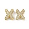 Brass Micro Pave Clear Cubic Zirconia Pendants, Cadmium Free & Nickel Free & Lead Free, Letter X, 25.5x26x9mm, hole: 3.5x2.5mm