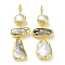 Rack Plating Brass Big Pendants with Natural Keshi Pearl, Long-Lasting Plated, Teardrop Charms, Golden, 78~82x21~27x9~11mm, Hole: 4.5mm