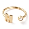 Brass Micro Pave Clear Cubic Zirconia Cuff Rings, Open Rings, Long-Lasting Plated, Real 18K Gold Plated, Letter.M, US Size 6, Inner Diameter: 17mm