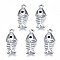 Alloy Enamel Pendants, Cadmium Free & Lead Free, Fishbone, Platinum, 18.5x8x3mm, Hole: 1.8mm