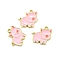 Zinc Alloy Enamel Pendants, Animal Charms, Golden, Pig, 16.5x17x1.5mm, Hole: 1.5mm