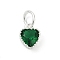 Brass Micro Pave Cubic Zirconia Pendants, Heart Charms, Rack Plating, Long-Lasting Plated, with Jump Ring, Dark Green, 9x7x3.5mm