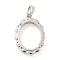 925 Sterling Silver Micro Pave Clear Cubic Zirconia Open Back Bezel Pendant Cabochon Settings, Oval, Real Platinum Plated, 23x16x7mm, Hole: 4x2mm, Tray: 15x12mm