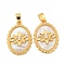 Brass Clear Micro Pave Cubic Zirconia Pendants, Cadmium Free & Nickel Free & Lead Free, with Shell, Oval, Real 18K Gold Plated, 22.5x15.5x3.5mm, Hole: 3x5mm