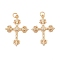 Brass Micro Pave Cubic Zirconia Pendants, Cadmium Free & Nickel Free & Lead Free, with Jump Ring, Cross Charms, Real 18K Gold Plated, 30x22x2.5mm, Hole: 3mm