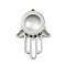 304 Stainless Stee Locket Pendants, with Glass, Hamsa Hand Charm, Stainless Steel Color, 41x28x10.5mm, Hole: 2.2mm