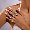 10Pcs Alloy Finger Rings Sets, Platinum, Inner Diameter: 16~18mm