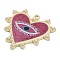 Alloy Pendants, With Plastic pearl, Heart, Eye, Charms, Medium Violet Red, 33x33x3mm, Hole: 1.8mm