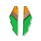 Transparent Resin & Walnut Wood Big Pendants, Jagged Shape Charms, Lime Green, 53x14x3mm, Hole: 2mm