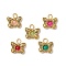 Spray Painted Crackle Glass  Beads Pendants, with Tibetan Style Alloy Bead Frame, Butterfly, Mixed Color, 15.5x15.5x4.5mm, Hole: 2.5mm