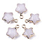 Natural White Jade Pendants, with Light Gold Plated Edge and Brass Loop, Star, Faceted, 16~17x13x6.5mm, Hole: 1.6mm