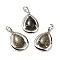 Natural Labradorite Pendants, Teardorp Charms, with Rack Plating Platinum Tone Brass Findings, Cadmium Free & Lead Free, 30.5x20x8mm, Hole: 8x5mm