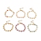 Enamel Daisy Link Chains Bracelet, PVD Vacuum Plating 304 Stainless Steel Jewelry for Women, Golden, Mixed Color, 7-1/4 inch(18.4cm)