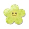 Acrylic Pendants, with Glitter Powder, Flower with Smiling Face, Green Yellow, 38x39x2mm, Hole: 2.2mm