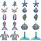 CHGCRAFT 20Pcs 10Styles Ocean Beach Charms Rainbow Color Alloy Pendants Tortoise Shell Crab Charms Pendants for Jewelry Necklace Bracelet Earring Making