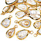 Natural White Shell Pendants, with Light Gold Plated Brass Edge, Teardrop, Seashell Color, 17~21x10~22x3.5~8.5mm, Jump Ring: 6x0.5mm, Inner Diameter: 5mm