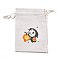 Halloween Cotton Cloth Storage Pouches, Rectangle Drawstring Bags, for Candy Gift Bags, Skull Pattern, 13.8x10x0.1cm
