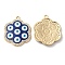 Alloy Enamel Pendants, with Rhinestone, Cadmium Free & Nickel Free & Lead Free, Flower with Evil Eye Pattern, Dark Blue, 28.5x24x3mm, Hole: 1.8mm