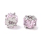 Brass Micro Pave Cubic Zirconia Beads, Cadmium Free & Nickel Free & Lead Free, Square, Pearl Pink, Platinum, 8x8x6.5mm, Hole: 1.8mm