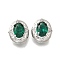 Brass Glass Beads, Cadmium Free & Nickel Free & Lead Free, Oval, Real Platinum Plated, 14x11.5x7mm, Hole: 1.4mm