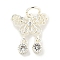 Brass Cubic Zirconia Pendants, with Jump Ring, Long-Lasting Plated, Lead Free & Cadmium Free, Butterfly Charms, with Jump Ring, Silver, 17x14x2.5mm, Hole: 4mm