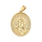 304 Stainless Steel Pendants, Oval with Jesus Charm, Real 18K Gold Plated, 36x26x5.5mm, Hole: 8x4mm