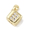 Brass Micro Pave Clear Cubic Zirconia Pendants, Cadmium Free & Nickel Free & Lead Free, Dice, Real 18K Gold Plated, 17x13x13mm, Hole: 4.5x3.5mm