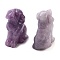 Natural Lepidolite/Purple Mica Stone Carved Dog Figurines, for Home Office Desktop Decoration, 10~13x16~18x24~25mm