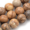 Natural Picture Jasper Beads Strands, Round, 6mm, Hole: 1mm, about 58~61pcs/strand, 15 inch