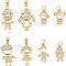 SUPERFINDINGS 8Pcs 8 Style Micro Pave Clear Cubic Zirconia Charms Girl or Boy Charms Beads Golden Crystal Boy Girl Pendants for Bracelets Earrings Necklace Jewelry Making Supplies Accessories