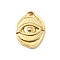 304 Stainless Steel Pendants, Eye Charm, Real 18K Gold Plated, 23.5x17.5x2.5mm, Hole: 2mm