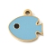 304 Stainless Steel Charms, with Enamel, Fish Charms, Stainless Steel Color, Light Sky Blue, 10x10.5x1.5mm, Hole: 1.1mm