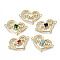 Real 16K Gold Plated Brass Micro Pave Cubic Zirconia Links Connectors, for Mother's Day, Cadmium Free & Nickel Free & Lead Free, Heart with Word Mom, Mixed Color, 15x25x3mm, Hole: 1.4mm
