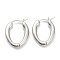 Brass Hoop Earrings, Oval, Real Platinum Plated, 21x16x3.5mm, Pin: 0.7mm