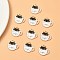 Alloy Enamel Pendants, Light Gold, Cup with Cat Charm, White, 18.5x20x1mm, Hole: 1.5mm