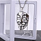 Alloy Ruby Rhinestone Pendant 667 Stainless Steel Chain Necklaces, Stainless Steel Color, Smiling Face, 23.62 inch(60cm)