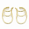 Brass Cuff Earrings, Split Earrings, Nickel Free, Real 18K Gold Plated, 35x23x10mm, Inner Diameter: 10x13mm
