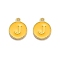 Golden Plated Alloy Enamel Charms, Enamelled Sequins, Flat Round with Alphabet, Letter.J, Yellow, 14x12x2mm, Hole: 1.5mm