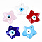 Handmade Lampwork Pendants, Star with Evil Eye, Mixed Color, 38x38x5.5mm, Hole: 3.5mm