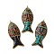 Handmade Indonesia Big Pendants, Fish, with Unplated Alloy Findings, Raw(Unplated), 64x25x8.5~9mm, Hole: 3.3mm