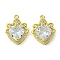 Eco-Friendly Brass Micro Pave Cubic Zirconia Pendants, Long-Lasting Plated, Real 18K Gold Plated, Cadmium Free & Lead Free,  Heart, Clear, 21x16x6.5mm, Hole: 1.5mm