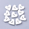 2-Hole Spray Painted Wooden Buttons, Heart, White, 18.5x19x4mm, Hole: 1.5mm