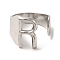 Non-Tarnish 201 Stainless Steel Finger Rings, Letter R, Inner Diameter: 18mm