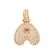 Brass Micro Pave Clear Cubic Zirconia Pendants, Cadmium Free & Nickel Free & Lead Free, Real 18K Gold Plated, Letter A, 31x21x5mm, Hole: 3x6mm