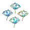 Ion Plating(IP) 201 Stainless Steel Pendants, Lotus, Rainbow Color, 27.5x25x1.5mm, Hole: 1.4mm