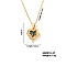Vintage Brass Micro Pave Cubic Zirconia Heart Pendant Necklace for Women, Golden, 15.75 inch(400mm)
