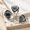 Natural Snowflake Obsidian Adjustable Rings, Antique Silver Tone Brass Finger Rings, Rhombus, 22mm, Inner Diameter: 18mm